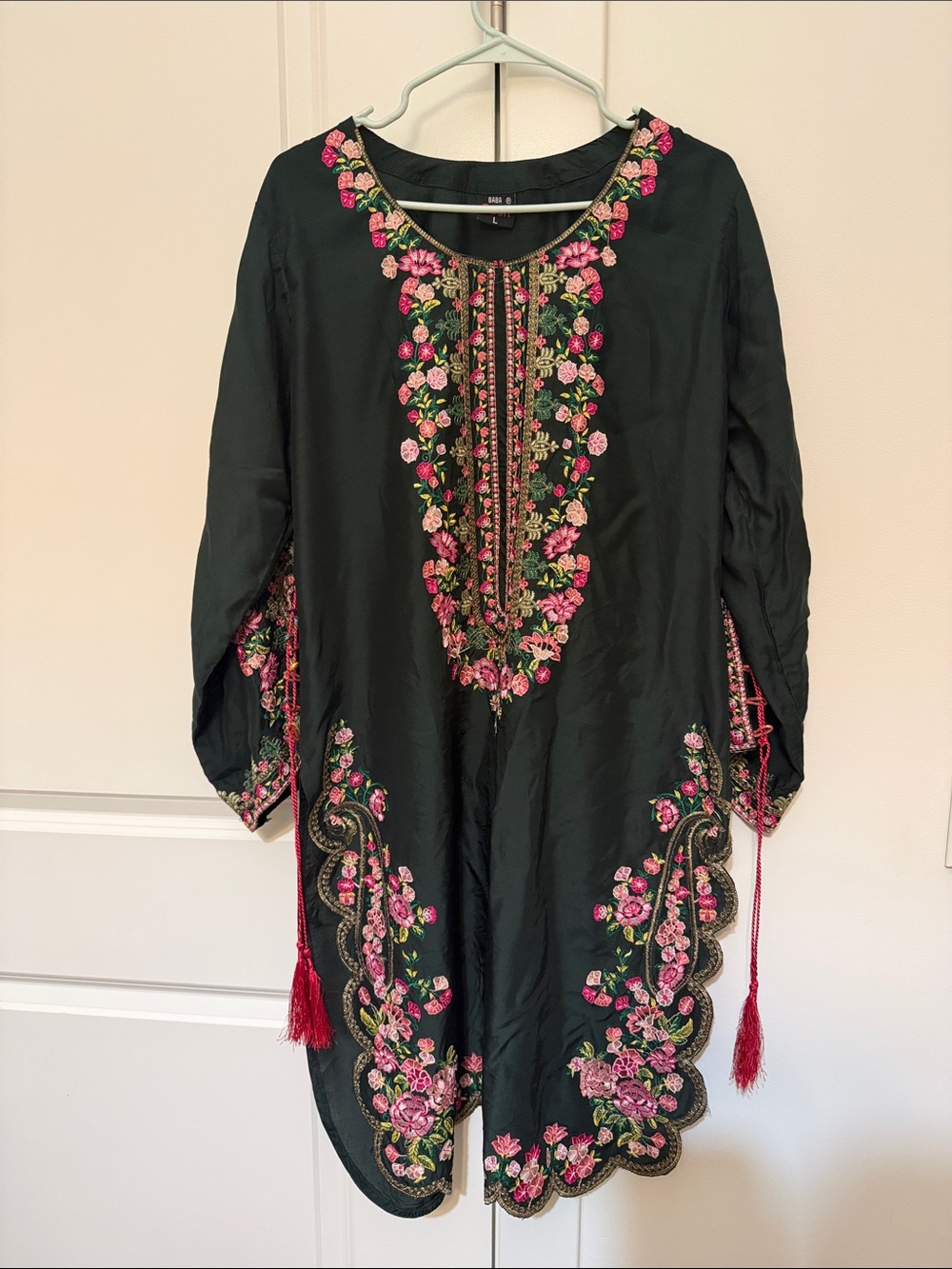 Embroidered dark green salwar kameez